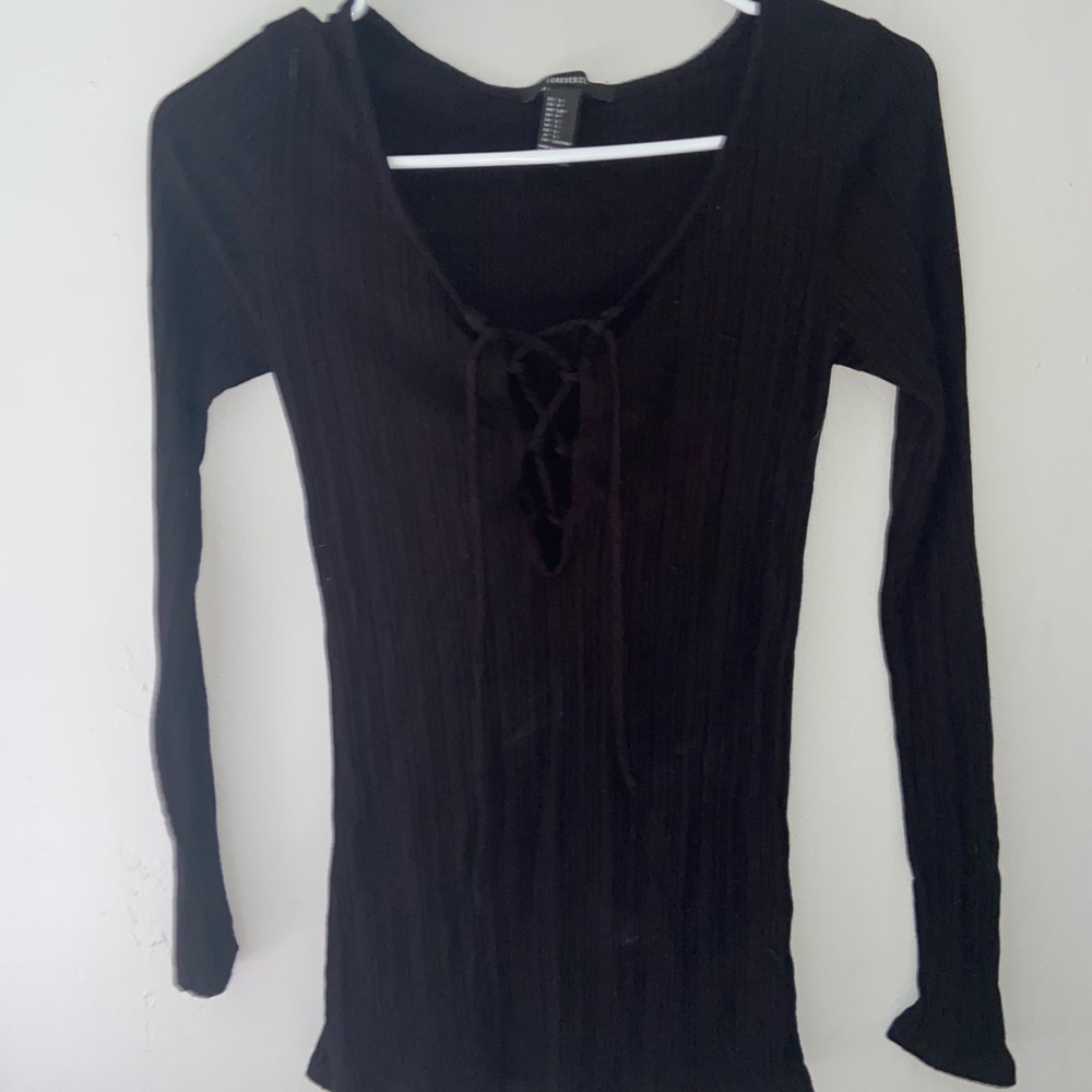 Lace-Up Front Top - Picture 2 of 2